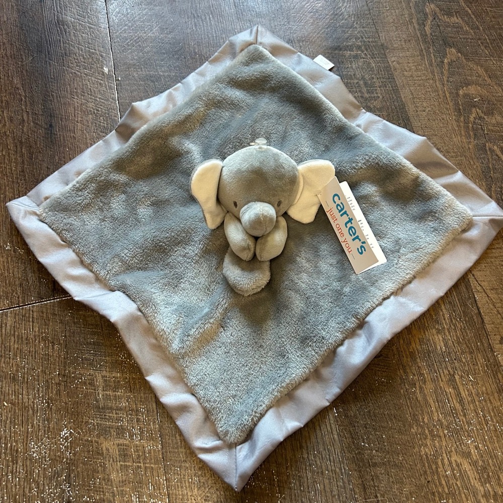 Carters Just One You Elephant Security Blanket Lovey Grey Satin Trim 68517 NEW